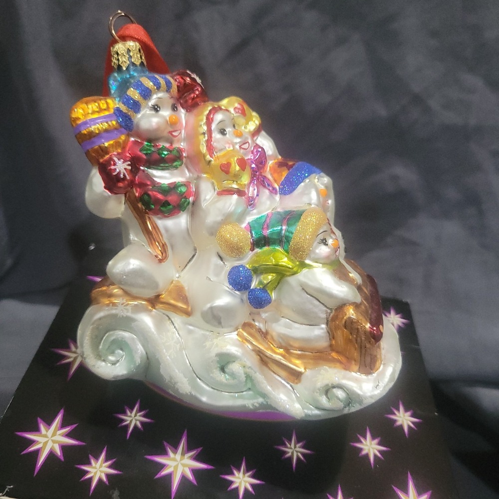 Christopher Radko Snowman Family Outing Christmas Ornament 2001